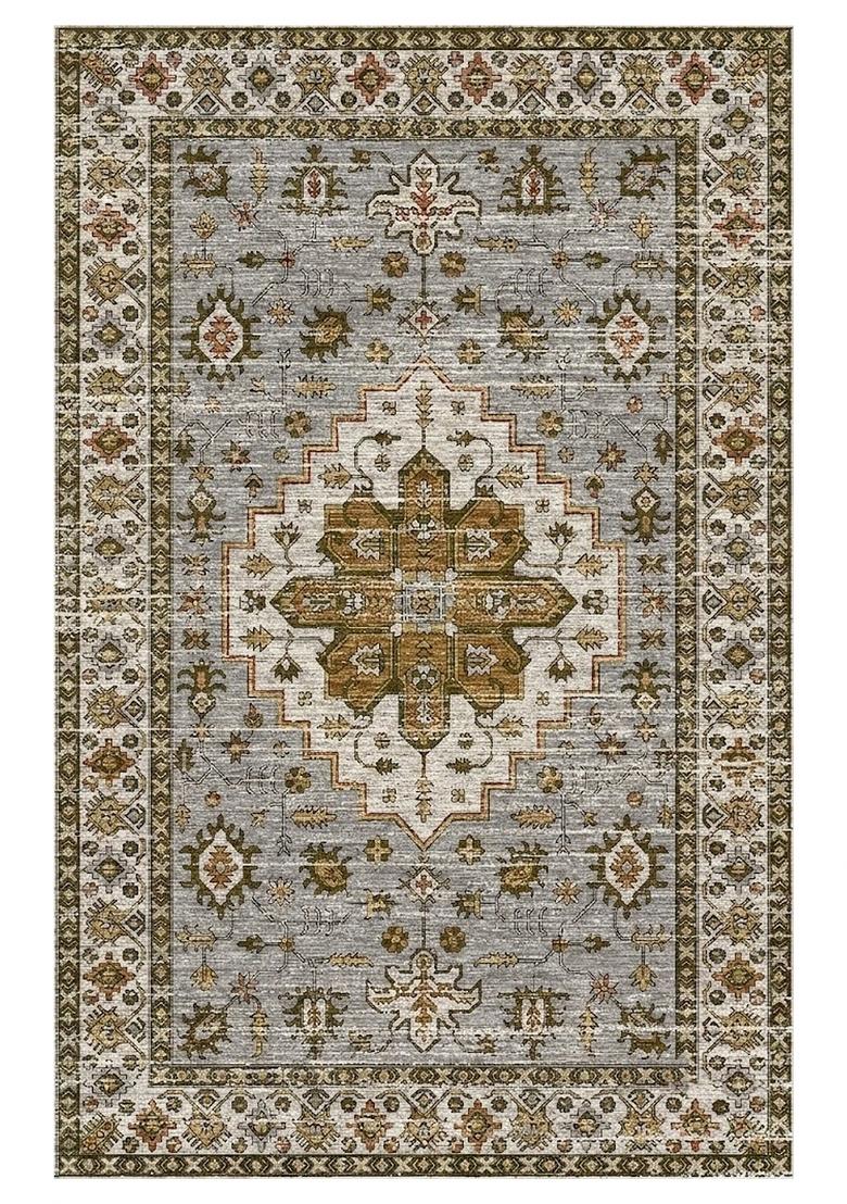 Saffron Rugs Hand Tufted Steel Grey Geometric Oriental Rectangular Wool Area Rug - Indya
