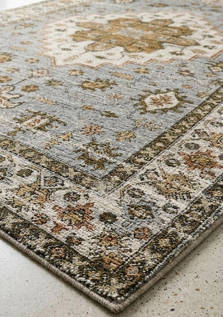 Saffron Rugs Hand Tufted Steel Grey Geometric Oriental Rectangular Wool Area Rug - Indya
