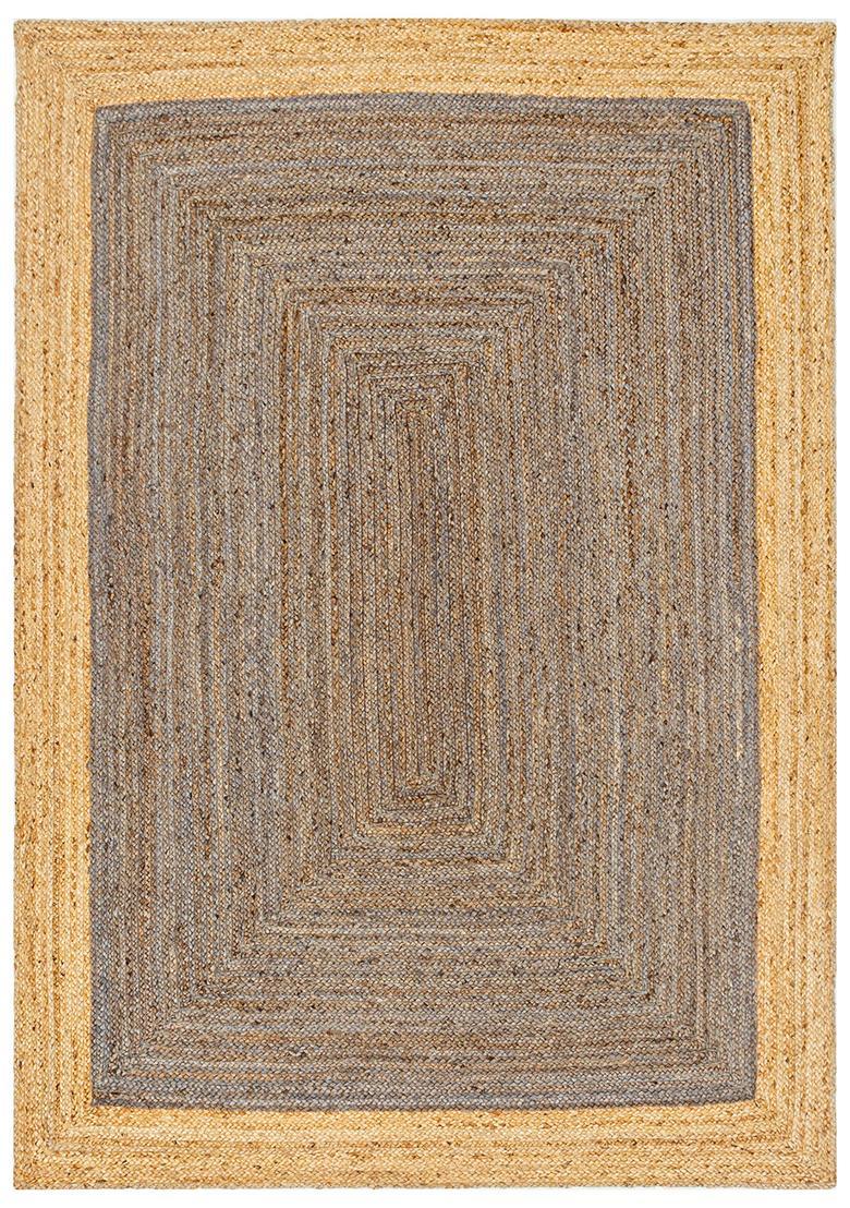 Saffron Rugs Flat Woven Grey  Coastal Rectangular Wool Area Rug - Indya