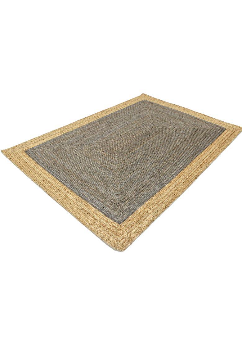 Saffron Rugs Flat Woven Grey  Coastal Rectangular Wool Area Rug - Indya
