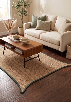 Saffron Rugs Flat Woven Natural Beige  Bohemian Rectangular Wool Area Rug