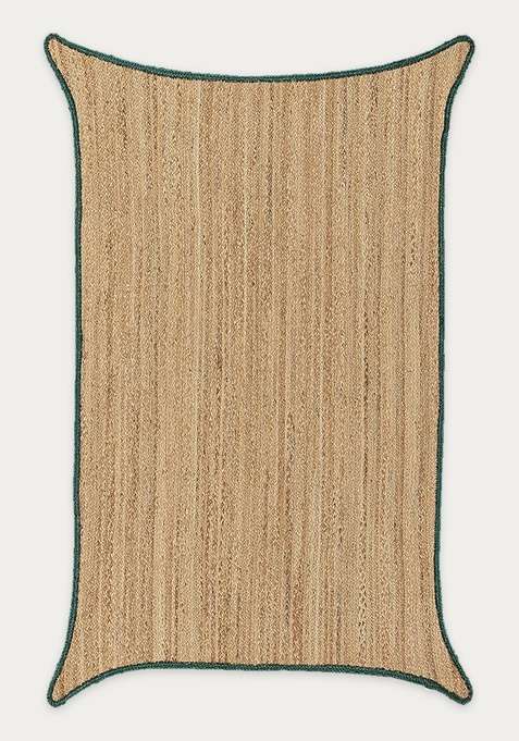 Jute Wool Braided Natural Beige Rug | Bohemian Solid Flat Woven Reversible Carpet For Living Room
