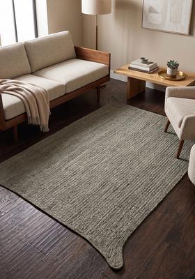 Saffron Rugs Flat Woven Grey  Casual Rectangular Wool Area Rug