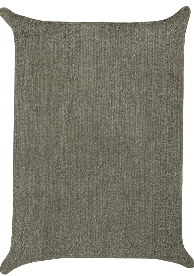 Saffron Rugs Flat Woven Grey  Casual Rectangular Wool Area Rug - Indya