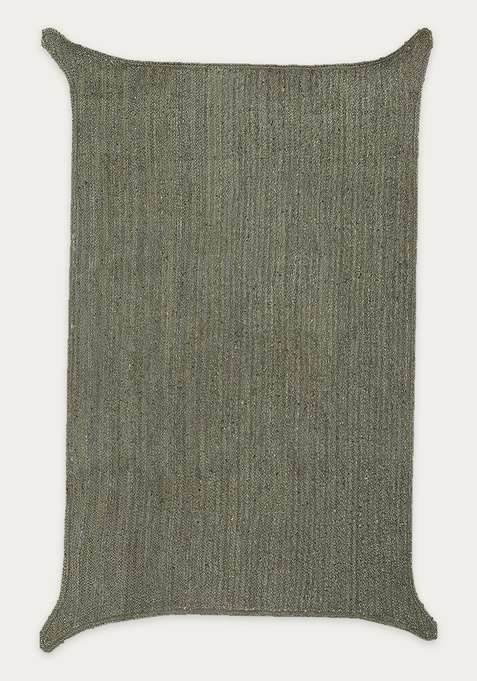 Jute Wool Braided Grey Rug | Casual Solid Flat Woven Reversible Carpet For Living Room