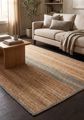 Saffron Rugs Flat Woven Natural Beige  Coastal Rectangular Wool Area Rug