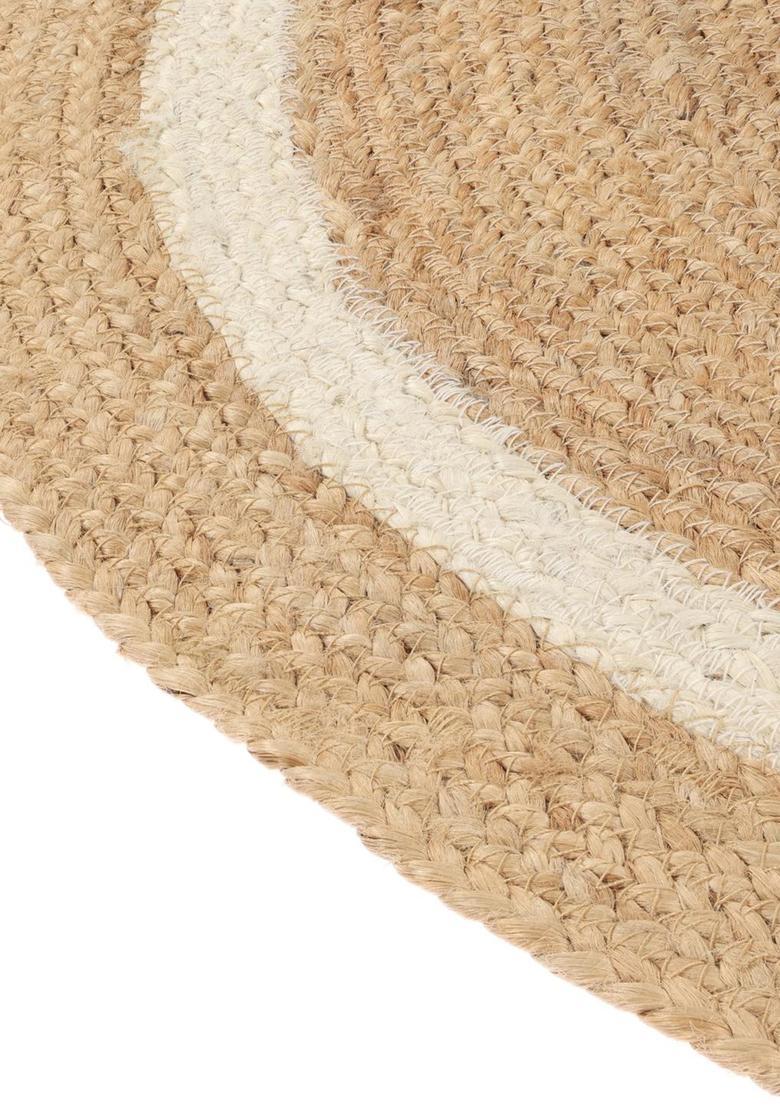 Saffron Rugs Flat Woven Natural Beige  Bohemian Round Wool Area Rug - Indya
