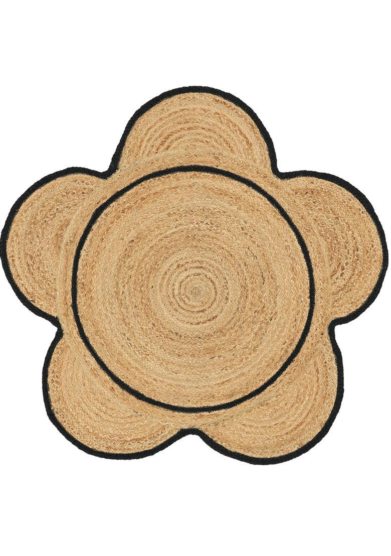 Saffron Rugs Flat Woven Natural Beige  Bohemian Flower Wool Area Rug - Indya