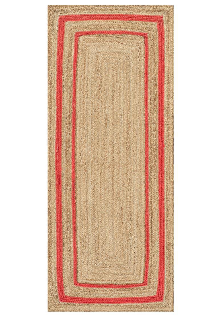 Saffron Rugs Flat Woven Natural Jute Beige  Bohemian Rectangular Wool Area Rug - Indya