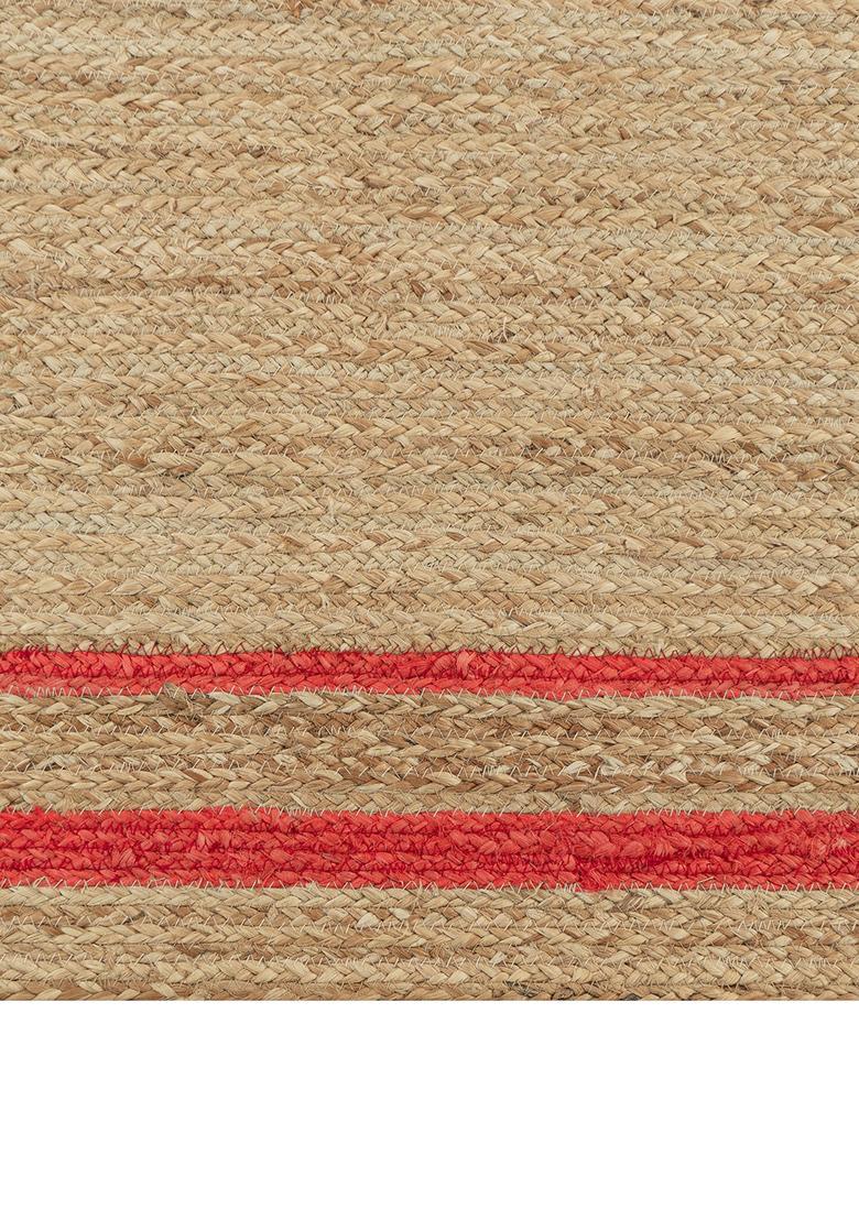 Saffron Rugs Flat Woven Natural Jute Beige  Bohemian Rectangular Wool Area Rug - Indya