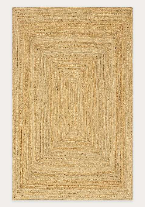 Jute Wool Braided Natural Beige Rug | Bohemian Braided Flat Woven Reversible Carpet For Living Room