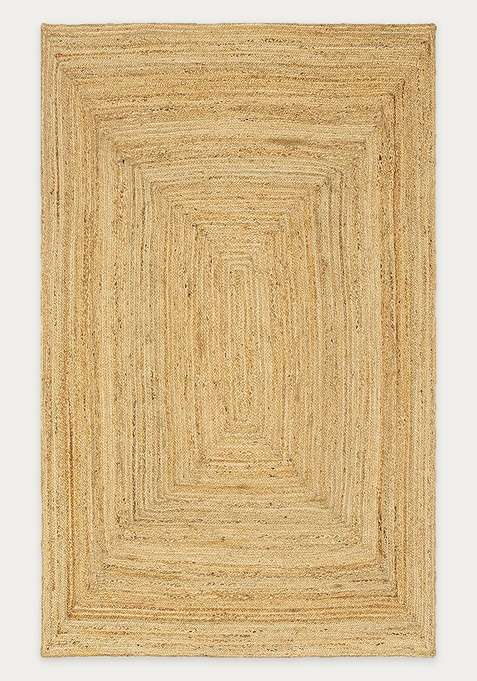Jute Wool Braided Natural Beige Rug | Bohemian Braided Flat Woven Reversible Carpet For Living Room