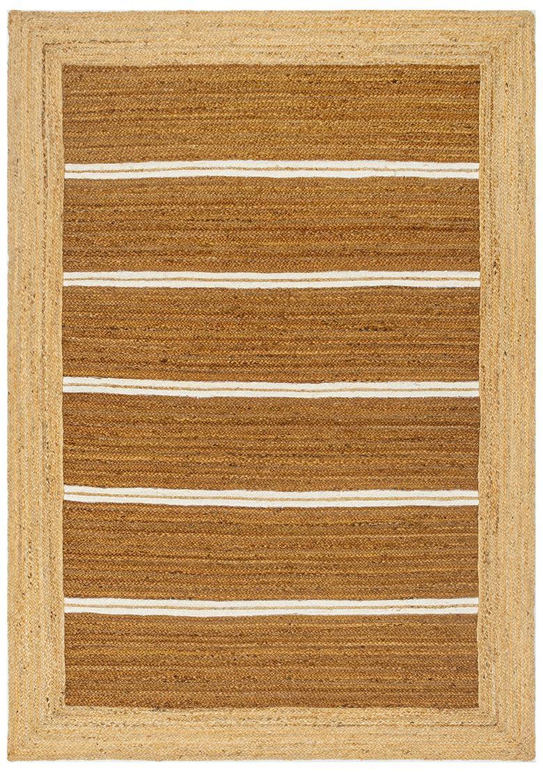 Saffron Rugs Flat Woven Natural Brown  Bohemian Rectangular Wool Area Rug - Indya