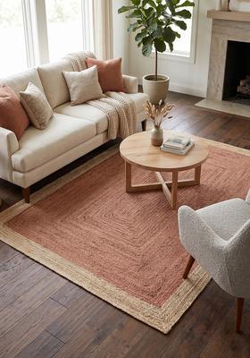Saffron Rugs Flat Woven Terracotta  Boho Rectangular Wool Area Rug