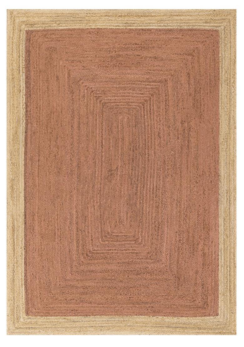 Saffron Rugs Flat Woven Terracotta  Boho Rectangular Wool Area Rug - Indya
