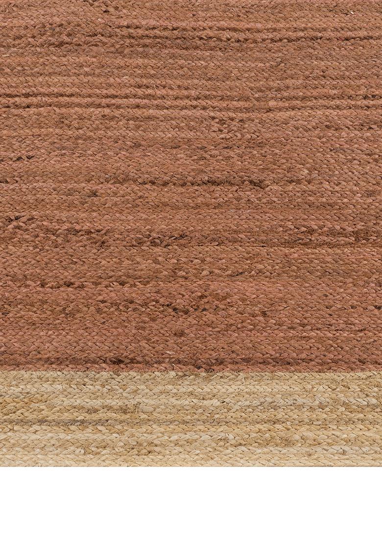 Saffron Rugs Flat Woven Terracotta  Boho Rectangular Wool Area Rug - Indya