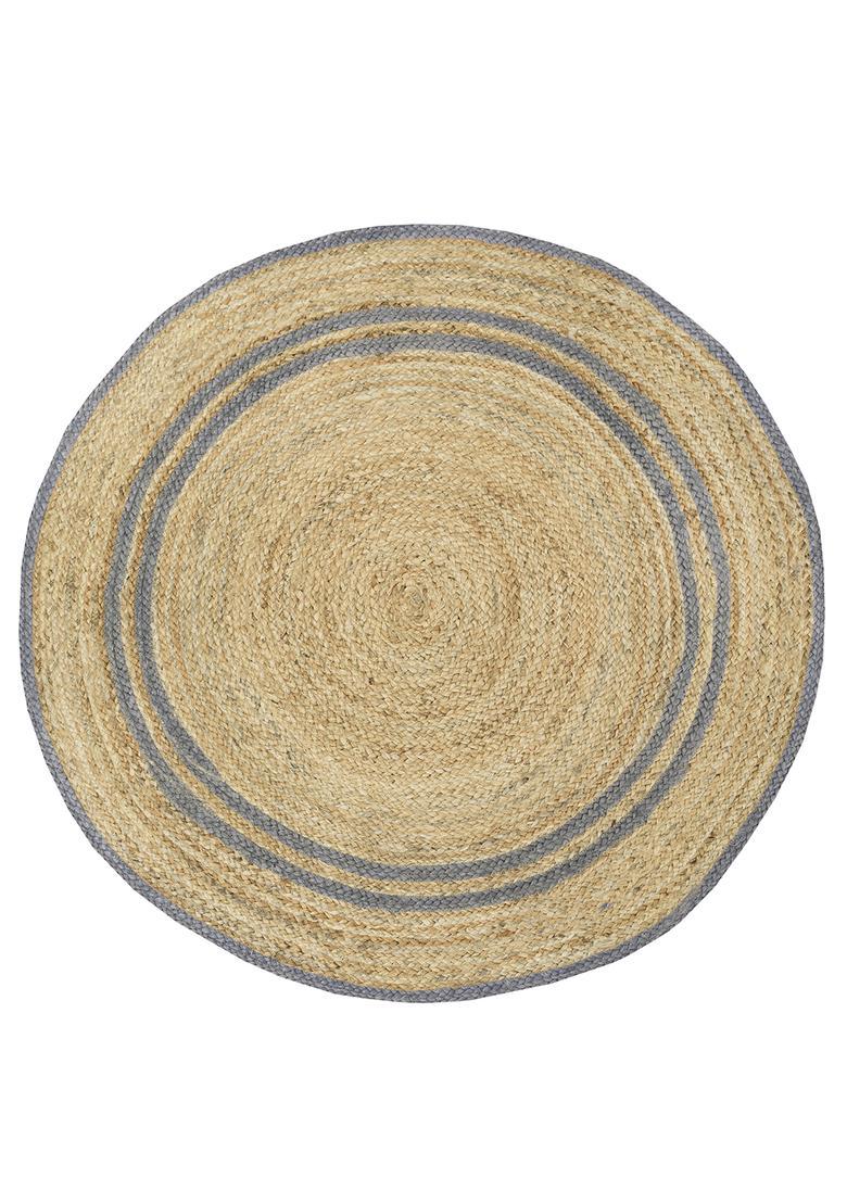 Saffron Rugs Flat Woven Natural Beige  Bohemian Round Wool Area Rug - Indya