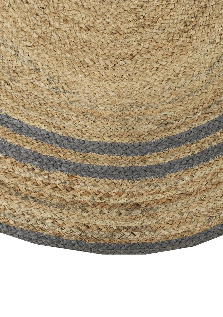 Saffron Rugs Flat Woven Natural Beige  Bohemian Round Wool Area Rug - Indya