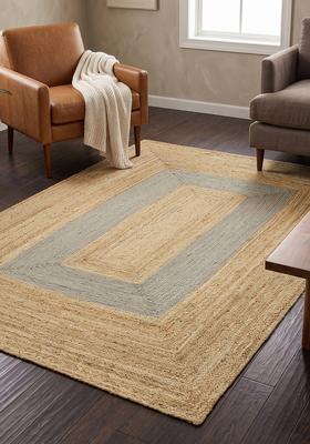 Saffron Rugs Flat Woven Natural Beige  Bohemian Rectangular Wool Area Rug