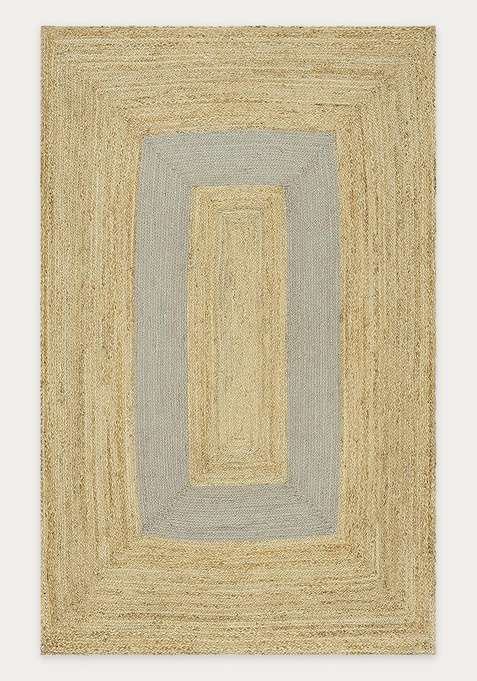 Jute Wool Braided Natural Beige Rug | Bohemian Geometric Flat Woven Reversible Carpet For Living Room
