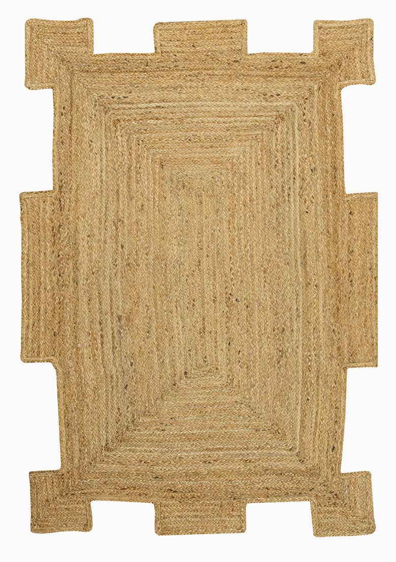 Saffron Rugs Flat Woven Natural Beige  Bohemian Rectangular Wool Area Rug - Indya