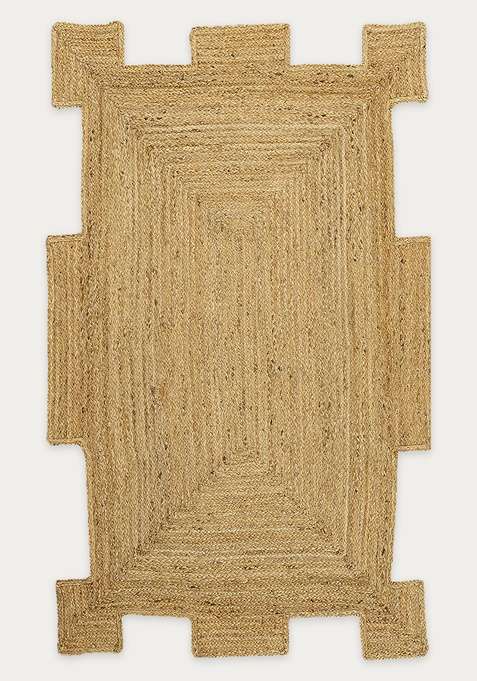 Jute Wool Braided Natural Beige Rug | Bohemian Geometric Flat Woven Reversible Carpet For Living Room