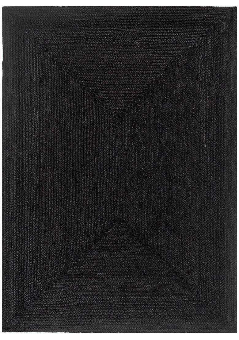 Saffron Rugs Flat Woven Black  Casual Rectangular Wool Area Rug - Indya
