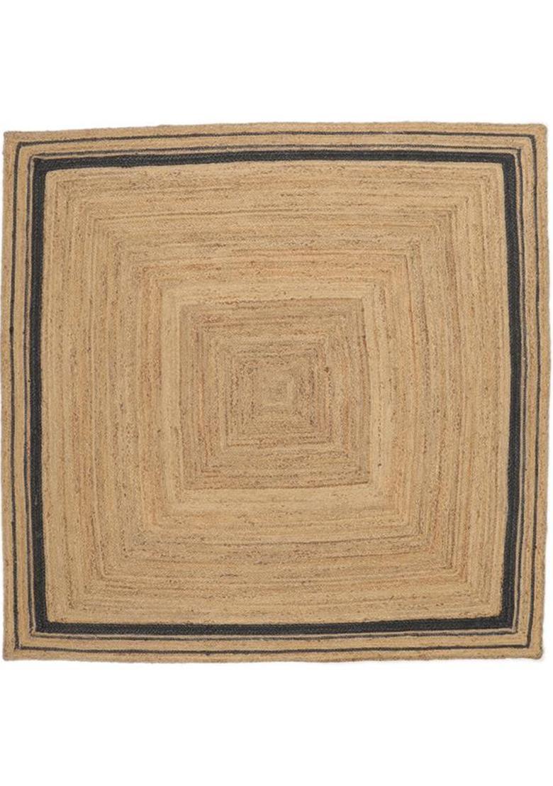 Saffron Rugs Flat Woven Natural Beige  Bohemian Square Wool Area Rug - Indya