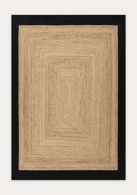 Jute Wool Braided Natural Beige Rug | Bohemian Geometric Flat Woven Reversible Carpet For Living Room