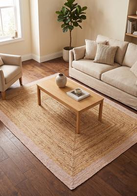Saffron Rugs Flat Woven Natural Beige  Bohemian Rectangular Wool Area Rug
