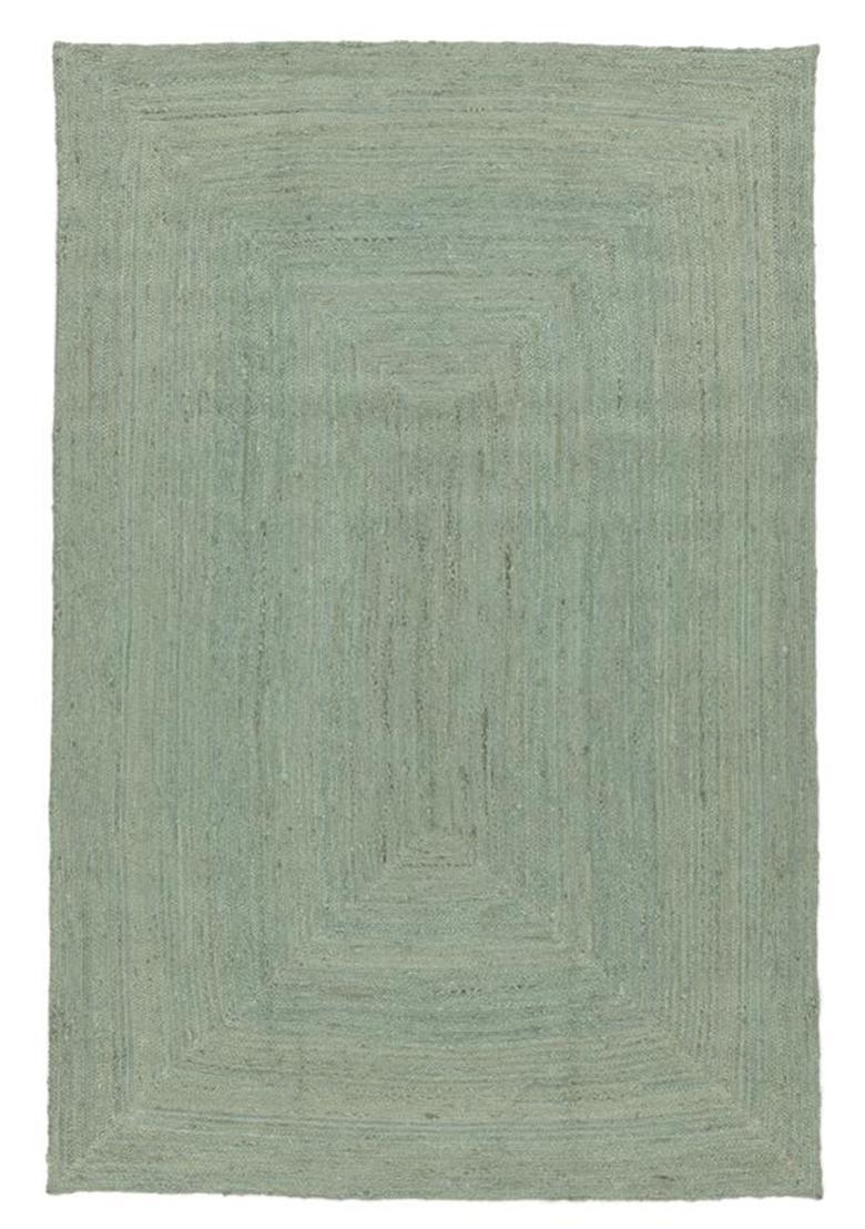 Saffron Rugs Flat Woven Sage Green  Bohemian Rectangular Wool Area Rug - Indya