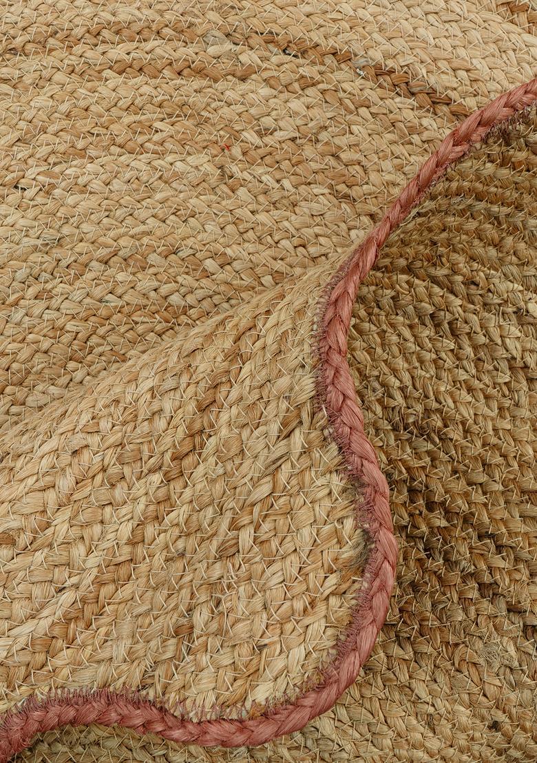 Saffron Rugs Flat Woven Natural Beige  Bohemian Scalloped Wool Area Rug - Indya