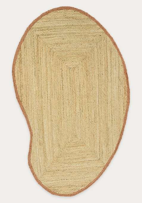 Jute Wool Braided Natural Beige Rug | Bohemian Braided Oblong Flat Woven Reversible Carpet For Living Room
