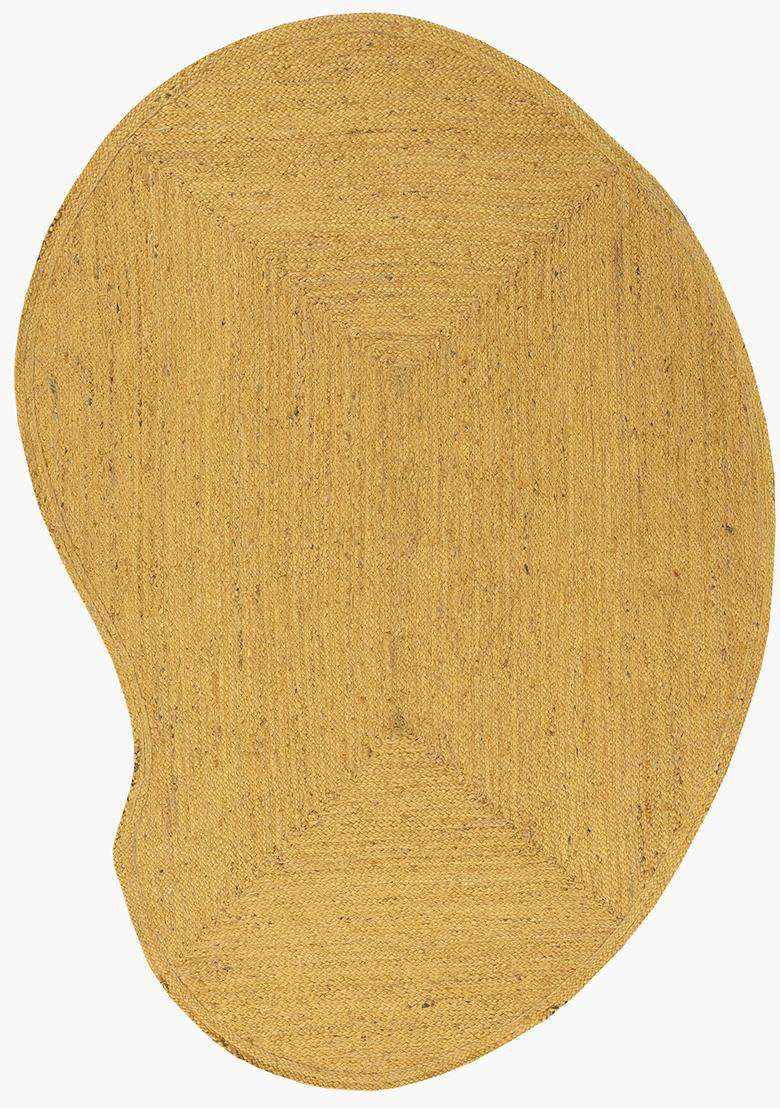 Saffron Rugs Flat Woven Mustard Yellow  Boho Oblong Wool Area Rug - Indya