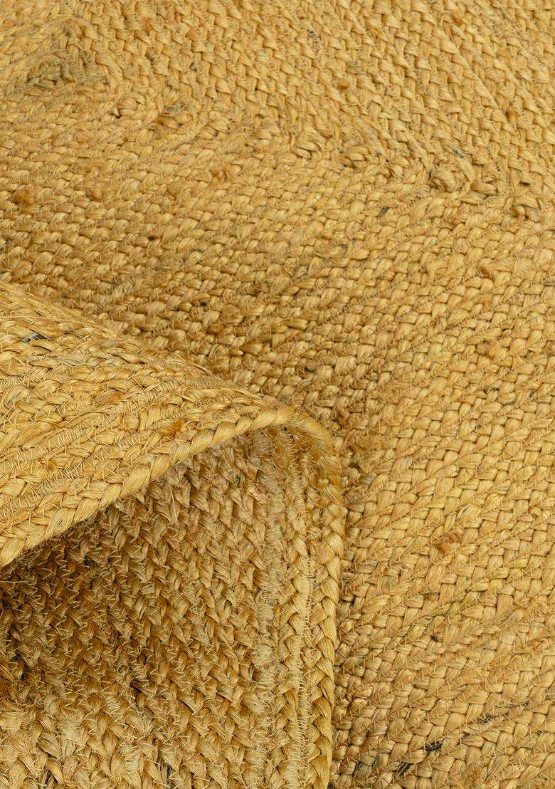 Saffron Rugs Flat Woven Mustard Yellow  Boho Oblong Wool Area Rug - Indya