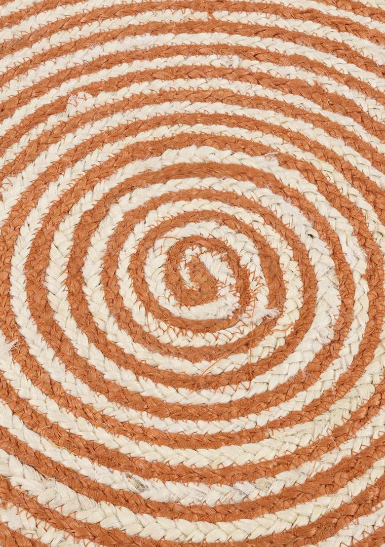 Saffron Rugs Flat Woven Rust Orange  Bohemian Round Wool Area Rug - Indya