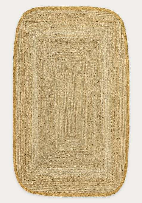 Jute Wool Braided Natural Beige Rug | Bohemian Braided Oval Flat Woven Reversible Carpet For Living Room