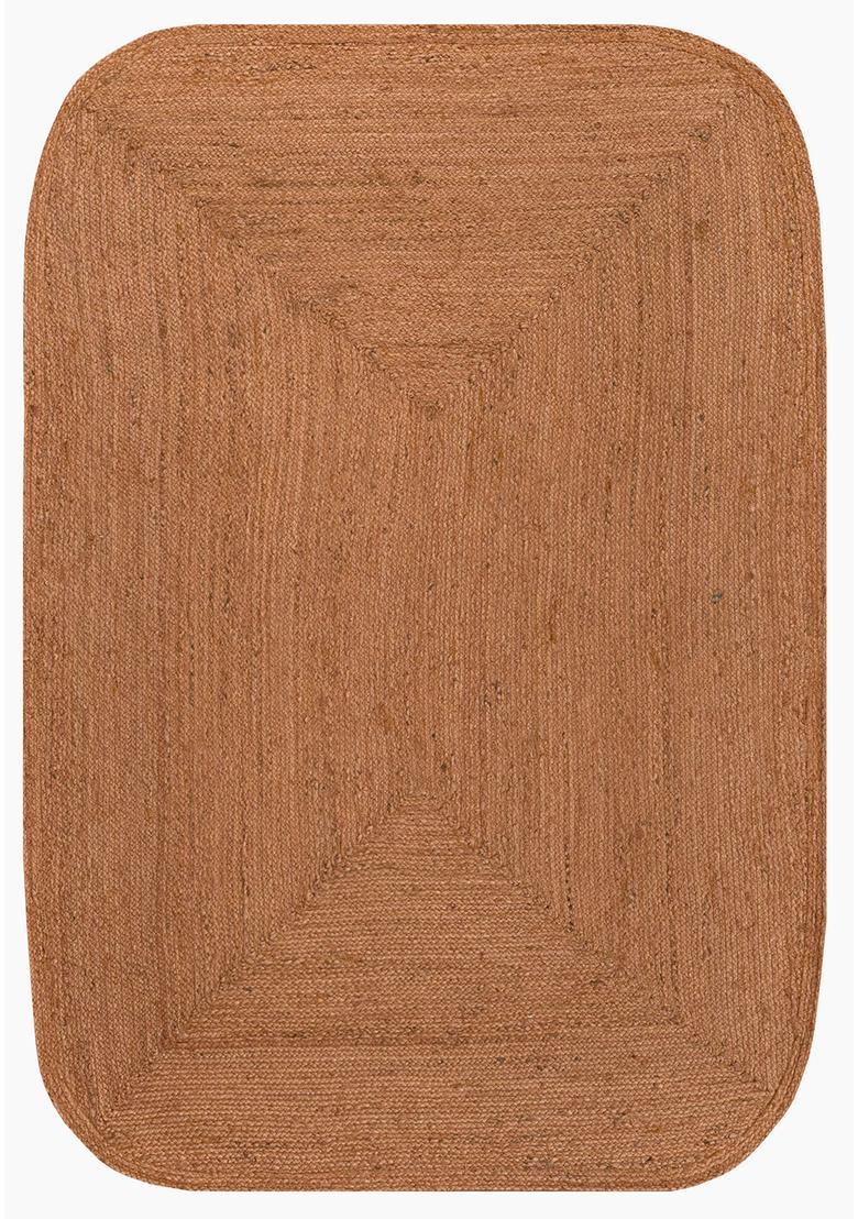 Saffron Rugs Flat Woven Rust Brown  Bohemian Oval Wool Area Rug - Indya