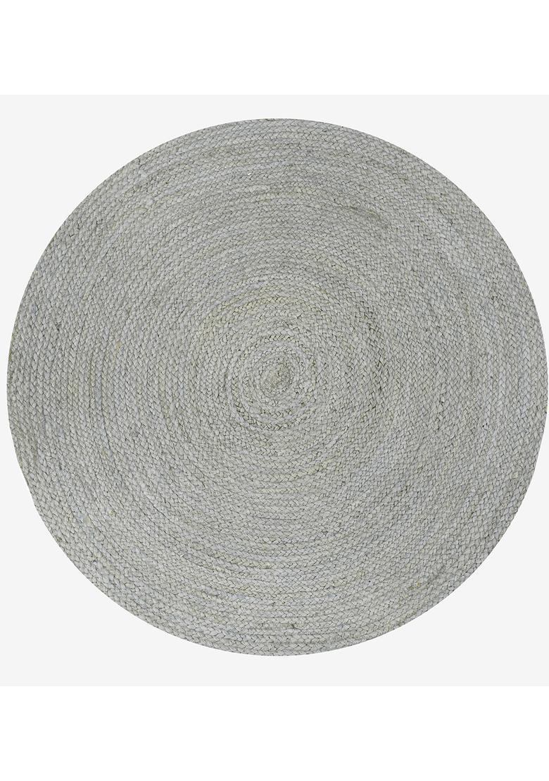 Saffron Rugs Flat Woven Light Grey  Bohemian Round Wool Area Rug - Indya