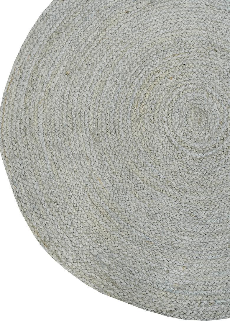 Saffron Rugs Flat Woven Light Grey  Bohemian Round Wool Area Rug - Indya