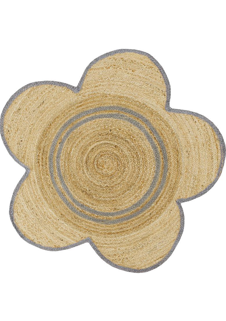 Saffron Rugs Flat Woven Natural Beige  Bohemian Flower Wool Area Rug - Indya