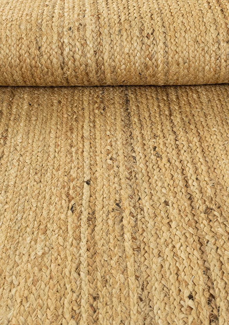 Saffron Rugs Flat Woven Natural Beige  Bohemian Scalloped Wool Area Rug - Indya