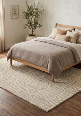 Saffron Rugs Hand Tufted Beige  Contemporary Rectangular Wool Area Rug