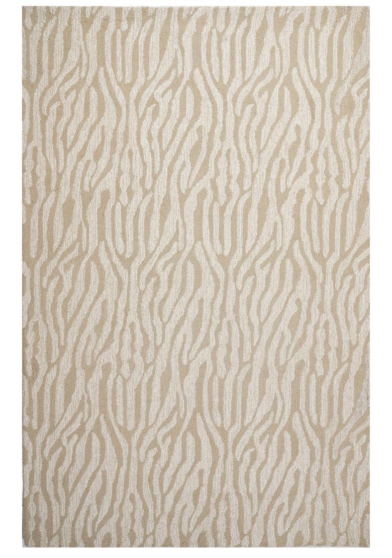 Saffron Rugs Hand Tufted Beige  Contemporary Rectangular Wool Area Rug - Indya
