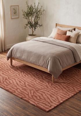 Saffron Rugs Hand Tufted Terracotta  Contemporary Rectangular Wool Area Rug