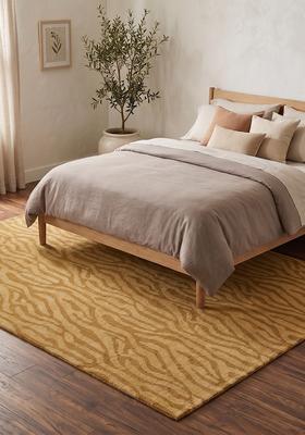 Saffron Rugs Hand Tufted Mustard Gold  Contemporary Rectangular Wool Area Rug