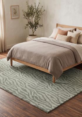 Saffron Rugs Hand Tufted Sage Green  Contemporary Rectangular Wool Area Rug