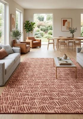 Saffron Rugs Hand Tufted Dusty Pink  Contemporary Rectangular Wool Area Rug
