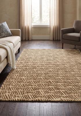 Saffron Rugs Hand Tufted Beige Brown  Contemporary Rectangular Wool Area Rug