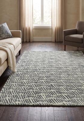 Saffron Rugs Hand Tufted Grey  Contemporary Rectangular Wool Area Rug